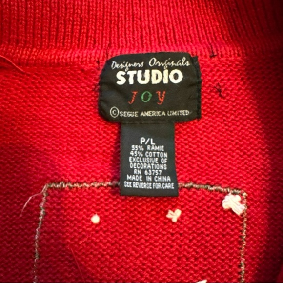 Vintage 90s Christmas Holiday Sweater Red Knit Cardigan Designers Originals P/L - Picture 8 of 10